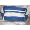 Victorias Secret Summer Beach Tote Blue &amp; White Striped Bag w/ Pink VS Decal NEW