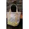 Lands End Tote Heavy Duty Canvas Shopper Weekender Beach Bag Yellow/Beige Large