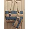 Coach Set Nautical Beach Shoulder Bag Tote &amp; Wristlet Bag F16624 SeaHorse Charms