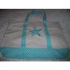 NEW Coastal CANVAS Aqua Blue STARFISH TOTE BAG BEACH BAG Nautical Design