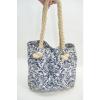 Donna Dixon Canvas Cotton Large Beach Tote Bag Navy Blue Off White Floral