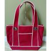 NWT Vera Bradley Red Deco White Trim Small Zip Summer Beach Tote Bag NEW