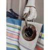 Coach Beach Bag Patent Seahorse Striped NWOT Rope Handles Nautical Logo Charms