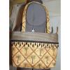 Brown beaded PALM TREE purse tan gingham rhinestone bag beach floral