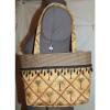 Brown beaded PALM TREE purse tan gingham rhinestone bag beach floral