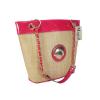 Magid Beach Tote Purse Hand Bag Coral Rose Straw Gold Sea Shell Chain Strap NWT