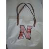 Old Navy tote bag cotton canvas shopper faux leather strap beach book NEW