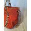 BCBGirls Orange Handbag Tote, Leather Handle, Beach Summer Bag, Canvas