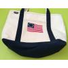 Lands End Thick Canvas Gym Beach Tote Shopping Bag Monogram USA Flag