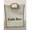 Costa Rica Beach Burlap Tote Bag Wooden Handle Shopper Souvenir EUC