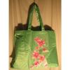 NWOT Yves Rocher Bright Green Beach Tote Bag w/ Pink Flowers