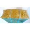 Woven Open Tote Carry-all Bag Handcrafted Turquoise Gold Travel Beach Office