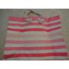 VICTORIA&#039;S SECRET CANVAS PINK &amp; WHITE STRIPED BEACH TRAVEL BAG ROPE HANDLES NEW