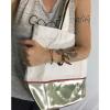 Charming Charlie Large Beach Tote Womens Gold Metallic Cream Linen Bag NEW