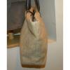 VINTAGE! H.L.H. Khaki/Brown Linen-Look &amp; Leather Summer/Handbag/Tote/Beachbag