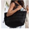 VICTORIA&#039;S SECRET BLACK TOTE HANDBAG BEACH BAG PURSE LARGE CARRYON CANVAS BEAUTY