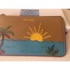 Authentic Prada Saffiano Nero Palm Tree Beach Sunset Pochette Pouch Bag