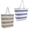 Wide Stripe Design Shoulder / Beach / Shopping Bag with Metallic Thread