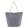 Designer Style Navy and White Striped Print Anchor Stud Tote Beach Travel Bag