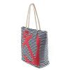 Designer Style Navy and White Striped Print Anchor Stud Tote Beach Travel Bag