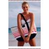 New Victorias Secret multicolor getaway stripe Canvas Beach Swim Tote bag