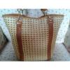 Vintage Brooks Brothers Straw Tote- Beach Bag Leather-Straw Brown/Tan