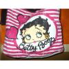 Betty Boop pink black white stripe hearts cotton tote book bag shopper beach bag