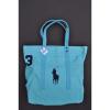 RALPH LAUREN POLO COTTON CANVAS BIG PONY ZIP TOTE BAG BEACH SCHOOL GYM TURQUOISE