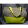 BIG  LIME GREEN &amp; GRAY FELT TOTE BAG, PURSE, CARRY ALL BEACH BAG LUGGAGE