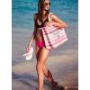 NWT Victoria&#039;s Secret Tote Bag Large Pink &amp; wht Striped beach tote + flip flops