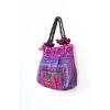 Fair Trade Unique Beach Tote Bag with Thai Hmong Embroidery Large Size in Purple