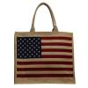 American Flag USA Tote Bag Beach Purse Jute Large Size Shopper JOI018