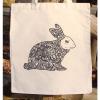 Bunny Fashion Women Canvas Natural Shoulder Bag Beach Tote Zendoodle Coloring