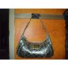 Baby Phat shinny gold metallic faux snake skin hobo boho shoulder bag tote beach