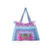 Blue Handmade Beach Tote Bag Hmong Embroidered Fabric Large Size from Thailand