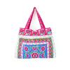 Unique Handmade Beach Tote Bag Hmong Embroidered Fabric Large Size in Blue