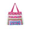 Unique Handmade Beach Tote Bag Hmong Embroidered Fabric Large Size in Blue