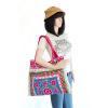 Unique Handmade Beach Tote Bag Hmong Embroidered Fabric Large Size in Blue