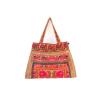 Yellow Flowers Ethnic Beach Tote Bag with Hmong Embroidered Fabric from Thailand