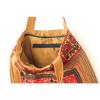 Yellow Flowers Ethnic Beach Tote Bag with Hmong Embroidered Fabric from Thailand