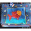 *NEW* Sun N&#039; Sand Hand Painted Fish Seashell Large Blue Red Beach Bag Tote