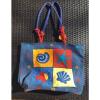 *NEW* Sun N&#039; Sand Hand Painted Fish Seashell Large Blue Red Beach Bag Tote