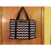 NEW Thirty One All Day Organizing Tote Black Chevron Diaper Bag Beach Office