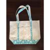 HYP Canvas Boat Tote, LARGE, Beach Weekender Overnight Bag, Teal HIBISCUS Print