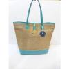 $198 NWT Jonathan Adler Straw Patent Leather Beach Tote Bag &#034;Duchess&#034; w/Logo