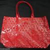 SAKS Fifth Avenue Red Vinyl Mesh Tote Bag Flower Pattern Beach Estee Lauder GWP