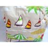 New Palms Sailboats Print Blue White Yellow Green Fabric Beach Bag Lg Tote