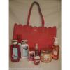 Bath &amp; Body Works Main Street Garden Tote Bag Pink/Aqua Beach  w 8 New Full Item