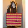 Pretty! Hot Pink/Raspberry Natural Straw Summerbag Shopper/Tote/Beachbag/Travel.