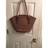 A Great Straw Purse/ Beach Bag brown And Tan With Braided Straps Large